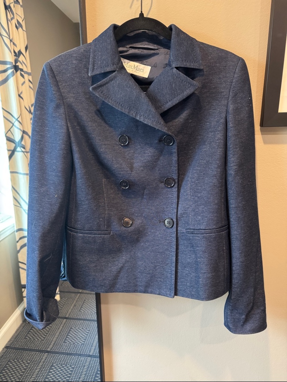 MaxMara Dark Navy Double-Breasted Pea Coat